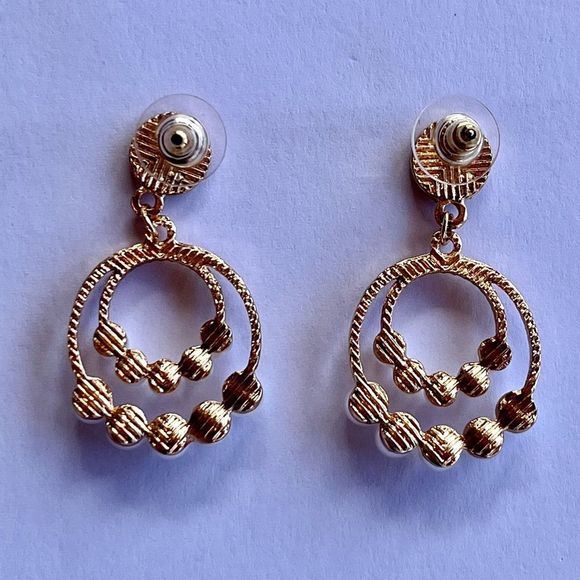 Hoops and Pearls Gold Plated Earrings - Picture 4 of 4